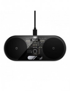Baseus Digital LED Display dubbel trådlös laddare med digital display 20W svart (WXSX010101)