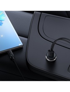 Baseus trådlös billaddare med MagSafe 15W hållare för luftventil + USB-A 25W svart (CW01)