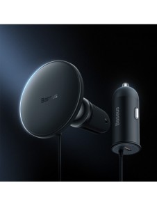 Baseus trådlös billaddare med MagSafe 15W hållare för luftventil + USB-A 25W svart (CW01)