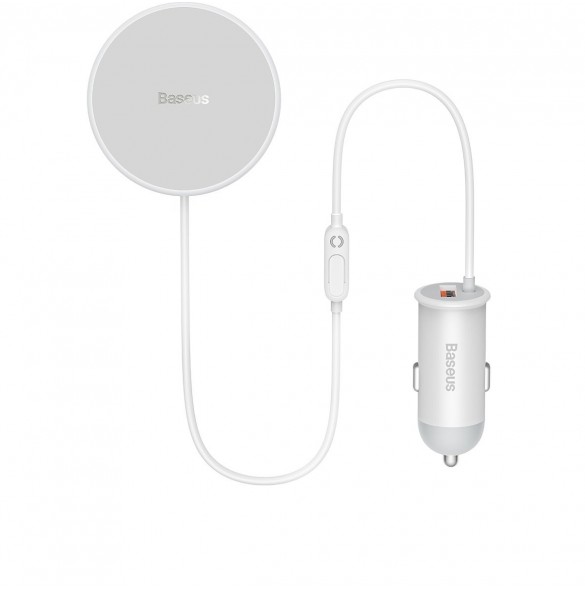 Baseus trådlös billaddare med MagSafe 15W hållare för luftventil + USB-A 25W vit (CW01)