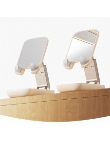 Justerbart telefonställ med spegel Baseus Seashell Series - beige