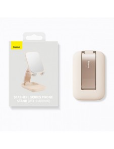 Justerbart telefonställ med spegel Baseus Seashell Series - beige