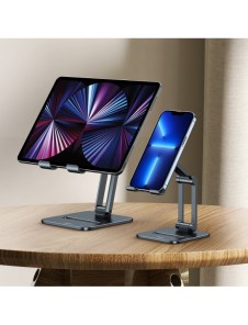 Baseus Desktop Biaxial Vikbart metallställ för smartphone/ställ grått (LUSZ000013)