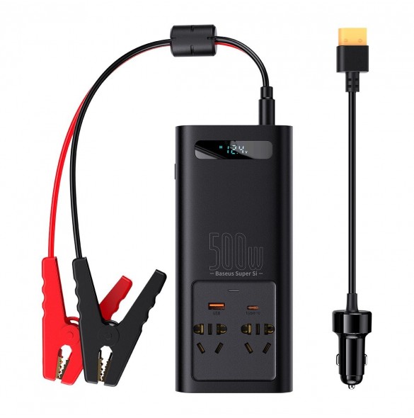 Baseus bilströmväxelriktare 150W 12V / 500W 220V (EU- och CN-kontakt) svart (CGNB000101)