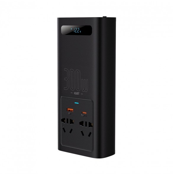 Baseus IGBT Car Inverter Inverter 300W 220V (CN / EU-kontakt) Svart (CGNB010101)