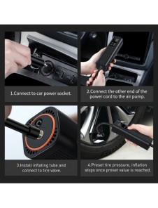 Baseus Mini Car Air Kompressor Cigarettändaruttag Svart (CRCQ000001)