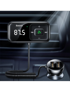 Trådlös Bluetooth FM-sändare med laddare Baseus S-16 (Overseas edition) - svart