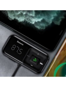 Trådlös Bluetooth FM-sändare med laddare Baseus S-16 (Overseas edition) - svart