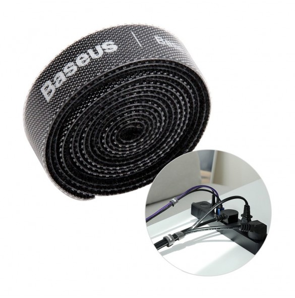 Baseus Rainbow Circle kardborreband - kardborreband kabelorganiserar 1m svart (ACMGT-E01)