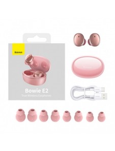 Baseus Bowie E2 TWS Bluetooth 5.2 trådlösa hörlurar Vattentäta IP55 Rosa (NGTW090004)