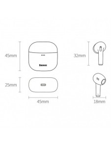 Baseus E8 Wireless Bluetooth 5.0 TWS Öronsnäckor Vattentät IPX5 Vit (NGE8-02)
