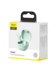 Baseus Encok WM01 TWS trådlösa in-ear Bluetooth 5.3 hörlurar grön uppgraderad version (NGTW240006)