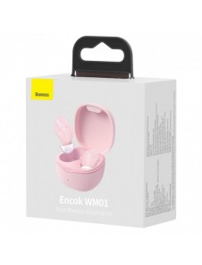Baseus Encok WM01 TWS trådlösa in-ear Bluetooth 5.3 hörlurar Rosa uppgraderad version (NGTW240004)