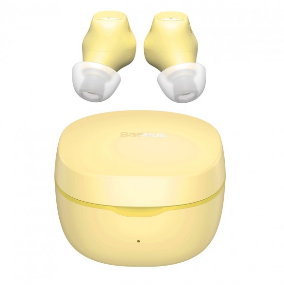 Baseus Encok WM01 TWS trådlösa in-ear Bluetooth 5.3 hörlurar Gul uppgraderad version (NGTW240011)