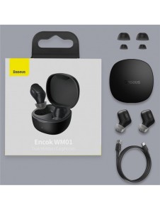 Baseus Encok WM01 TWS trådlösa in-ear Bluetooth 5.3 hörlurar Gul uppgraderad version (NGTW240011)
