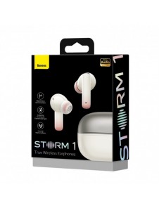 Baseus Storm 1 trådlösa bluetooth 5.2 TWS in-ear-hörlurar med ANC / ENC vit (NGTW140202)