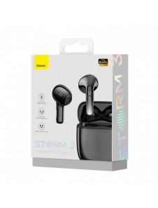 Baseus Storm 3 trådlösa bluetooth 5.2 TWS hörlurar med ANC svart (NGTW140101)