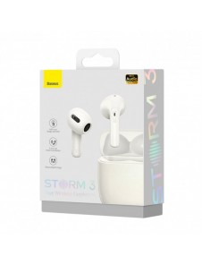 Baseus Storm 3 trådlösa bluetooth 5.2 TWS hörlurar med ANC vit (NGTW140102)
