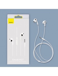 Baseus Encok H17 3,5 mm minijack trådbundna hörlurar vita (NGCR020002)