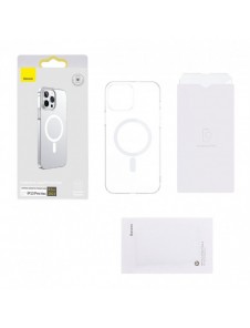 Baseus Crystal Case Magnetic Case för iPhone 13 Pro Max + Transparent skärmglas (MagSafe-kompatibelt) (ARJT000202)