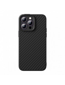 Pansarfodral för iPhone 14 Pro Max kompatibelt med MagSafe Baseus Syntetfiber härdat glas - svart