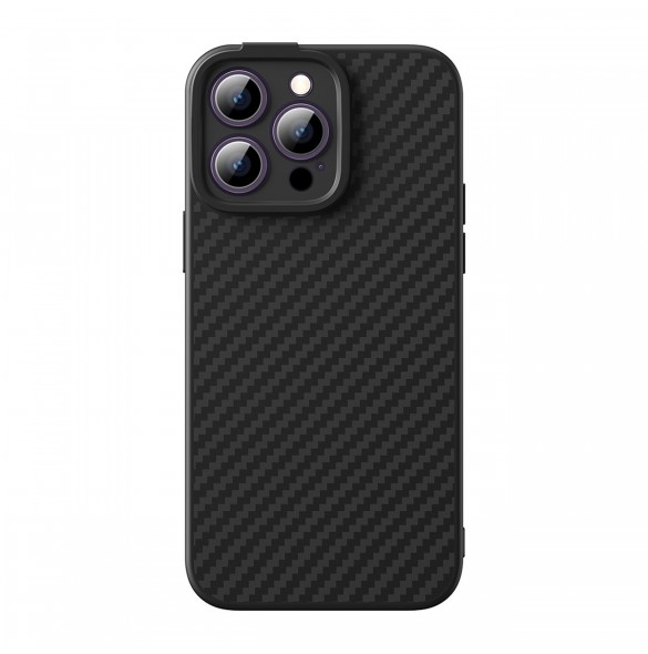 Pansarfodral för iPhone 14 Pro Max kompatibelt med MagSafe Baseus Syntetfiber härdat glas - svart