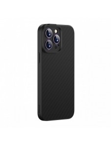 Pansarfodral för iPhone 14 Pro Max kompatibelt med MagSafe Baseus Syntetfiber härdat glas - svart