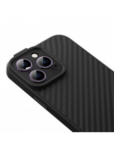 Pansarfodral för iPhone 14 Pro Max kompatibelt med MagSafe Baseus Syntetfiber härdat glas - svart