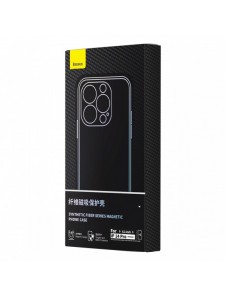 Pansarfodral för iPhone 14 Pro Max kompatibelt med MagSafe Baseus Syntetfiber härdat glas - svart