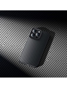 Pansarfodral för iPhone 14 Pro Max kompatibelt med MagSafe Baseus Syntetfiber härdat glas - svart