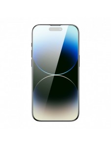 Baseus helskärmshärdat glas för iPhone 14 Pro Max med antiblått ljusfilter och 0,3 mm högtalarskydd + monteringsram