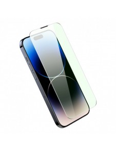 Baseus helskärmshärdat glas för iPhone 14 Pro Max med antiblått ljusfilter och 0,3 mm högtalarskydd + monteringsram