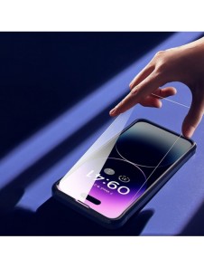 Baseus helskärmshärdat glas för iPhone 14 Pro Max med högtalarskydd 0,3 mm + monteringsram
