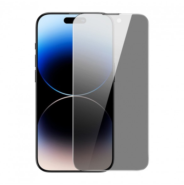 Baseus Privacy Härdat glas för iPhone 14 Pro Max Helskärm 0,3 mm Sekretessfilter Anti Spy + Monteringsram
