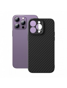 Pansarfodral för iPhone 14 Pro kompatibelt med MagSafe Baseus Syntetfiber härdat glas - svart
