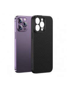 Pansarfodral för iPhone 14 Pro kompatibelt med MagSafe Baseus Syntetfiber härdat glas - svart