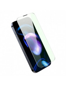 Baseus helskärmshärdat glas för iPhone 14 Pro med antiblått ljusfilter och 0,3 mm högtalarskydd + monteringsram