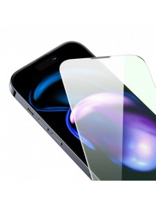 Baseus helskärmshärdat glas för iPhone 14 Pro med antiblått ljusfilter och 0,3 mm högtalarskydd + monteringsram