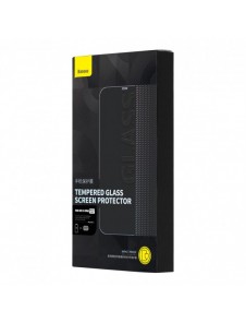 Baseus Set med 2x härdat glas för iPhone 14 Pro helskärm med högtalarskydd 0,3 mm + monteringsram