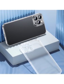 Baseus Frosted Glass Case skal för iPhone 13 hårt skal med en gelram svart (ARWS000901)