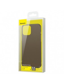 Baseus frostat glasfodral Stelt fodral med flexibel ram iPhone 12 mini Svart (WIAPIPH54N-WS01)