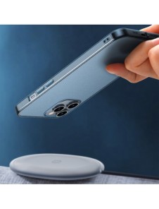 Baseus frostat glasfodral Stelt fodral med flexibel ram iPhone 12 mini Vit (WIAPIPH54N-WS02)