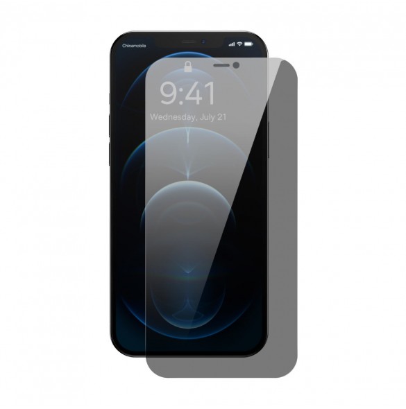 Baseus Privacy Tempered Glass For iPhone 12 Pro Max Full Screen 0.4mm Privacy Filter Anti Spy + Mounting Kit