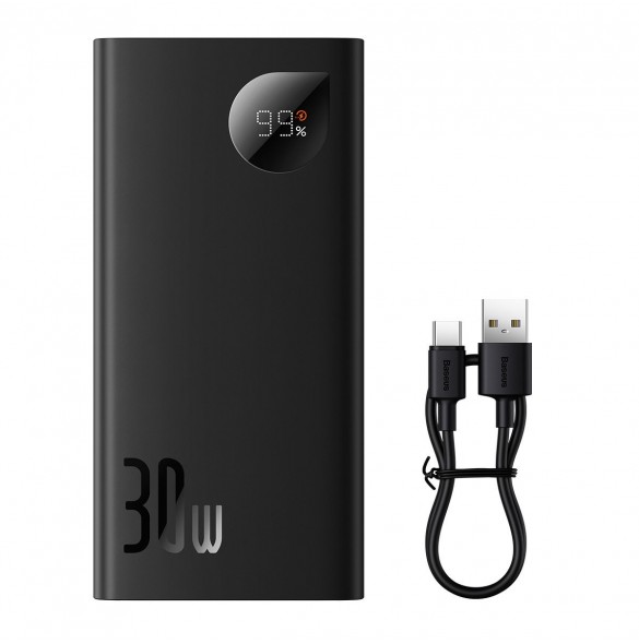 Baseus Adaman2 power bank with digital display 10000mAh 30W 2 x USB / 1x USB Type C Overseas Edition PD QC SCP black (PPAD040101