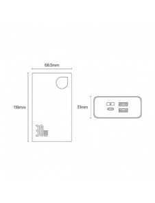 Baseus Adaman2 powerbank with digital display 20000mAh 30W 2 x USB / 1x USB Type C Power Delivery Quick Charge SCP, Oppo Super V