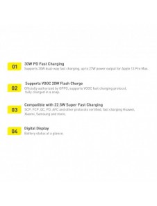 Baseus Adaman2 powerbank with digital display 20000mAh 30W 2 x USB / 1x USB Type C Power Delivery Quick Charge SCP, Oppo Super V