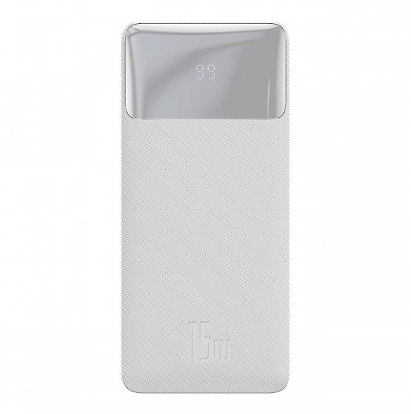 Baseus Bipow powerbank with display 10000mAh 15W white (Overseas Edition) + USB-A - Micro USB cable 0.25m white (PPBD050002)