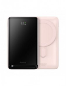 Baseus Magnetic Bracket powerbank med trådlös laddning MagSafe 10000mAh 20W Overseas Edition rosa (PPCX000204) + USB Type C-kabe
