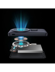 Baseus Magnetic Bracket powerbank med trådlös laddning MagSafe 10000mAh 20W Overseas Edition rosa (PPCX000204) + USB Type C-kabe