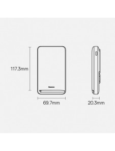 Baseus Magnetic Bracket powerbank med trådlös laddning MagSafe 10000mAh 20W Overseas Edition rosa (PPCX000204) + USB Type C-kabe
